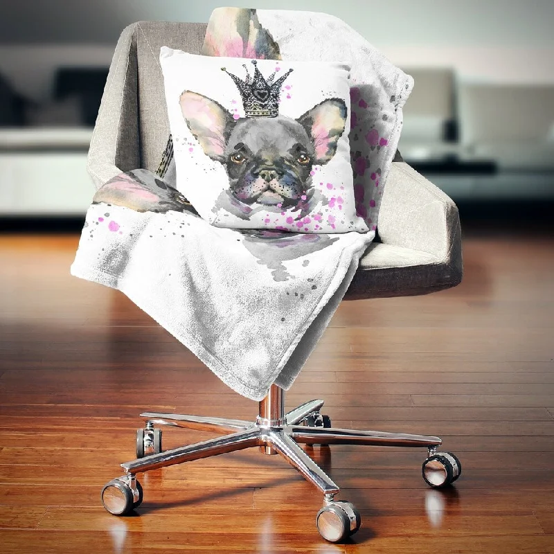 Recycled polyester blankets for an eco - conscious optionDesignart 'Cute Black Dog with Crown' Animal Throw Blanket