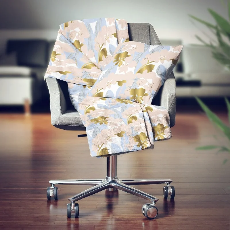 Synthetic fiber blend blankets for a budget - friendly choiceDesignart' Golden Foliage XV' Modern Throw Blanket - 71x59