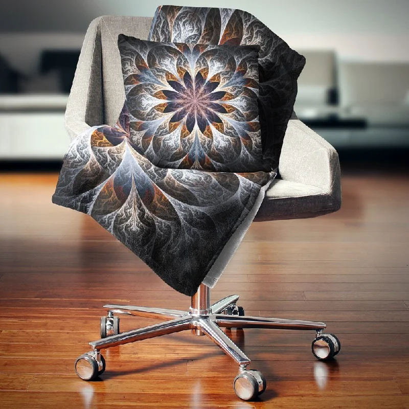 Chenille blankets with a thick and fuzzy textureDesignart 'Gray Brown Digital Art Fractal Flower' Floral Throw Blanket Chenille blankets with a thick and fuzzy textureDesignart 'Gray Brown Digital Art Fractal Flower' Floral Throw Blanket