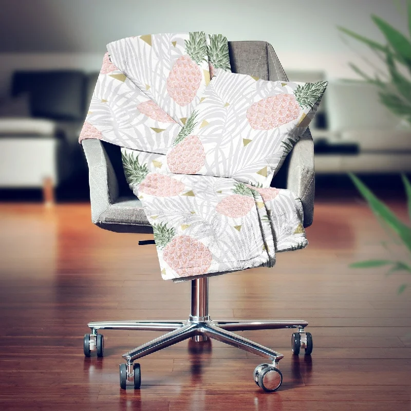 Alpaca wool blankets for a hypoallergenic and warm optionDesignart' Pineappple On Tropical Leaves' Modern Throw Blanket - 71x59 Alpaca wool blankets for a hypoallergenic and warm optionDesignart' Pineappple On Tropical Leaves' Modern Throw Blanket - 71x59