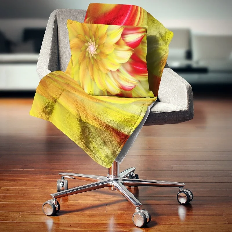 Recycled polyester blankets for an eco - conscious optionDesignart 'Rotating Yellow Red Fractal Flower' Floral Throw Blanket Recycled polyester blankets for an eco - conscious optionDesignart 'Rotating Yellow Red Fractal Flower' Floral Throw Blanket