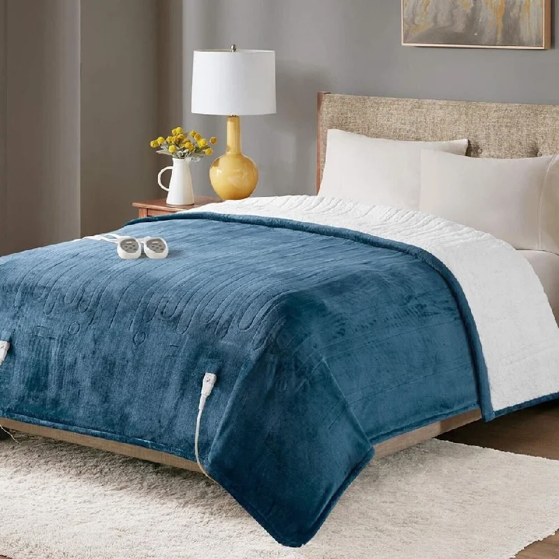 Mohair blankets with a unique sheen and softnessKing Size Sherpa Soft Dual Control Electric Blanket Heating Blue Mohair blankets with a unique sheen and softnessKing Size Sherpa Soft Dual Control Electric Blanket Heating Blue