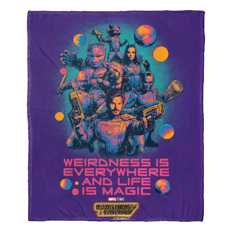 Recycled polyester blankets for an eco - conscious optionMarvel- Guardians of the Galaxy 3 Weirdness Is Everywhere Silk Touch Throw Recycled polyester blankets for an eco - conscious optionMarvel- Guardians of the Galaxy 3 Weirdness Is Everywhere Silk Touch Throw
