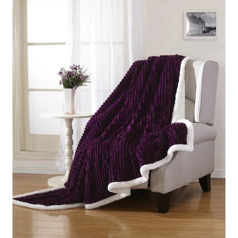Queen - size blankets for standard - sized bedsPurple Ribbed Sherpa Throw Blanket 50" x 60" Queen - size blankets for standard - sized bedsPurple Ribbed Sherpa Throw Blanket 50" x 60"